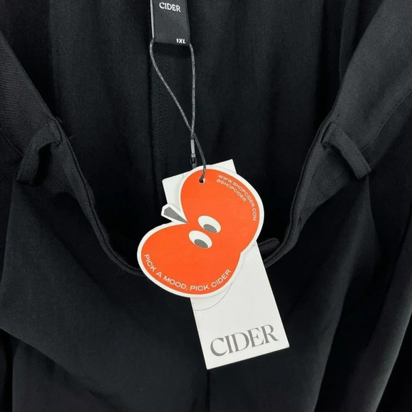 Cider Pants Women's Sz 1XL Black High-Rise Cropped Wide Leg Elastic Waist - Picture 10 of 13